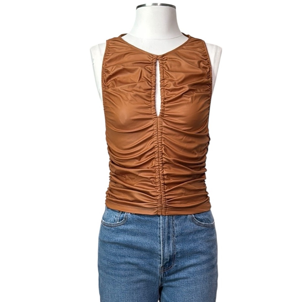 Free People Ride Along Ruched Crop Tank Top Size Small